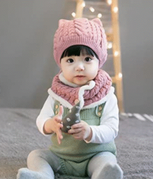 Baby Soft Cat Pattern Cute Baby Head and Mufflar Cap Set