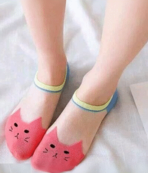 Net Cat Design Loafer Socks